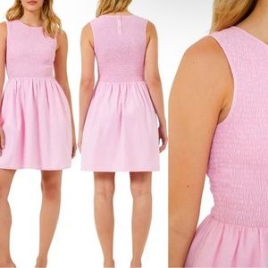 French connection Rhodes Smocked flare fit & flare pink dress